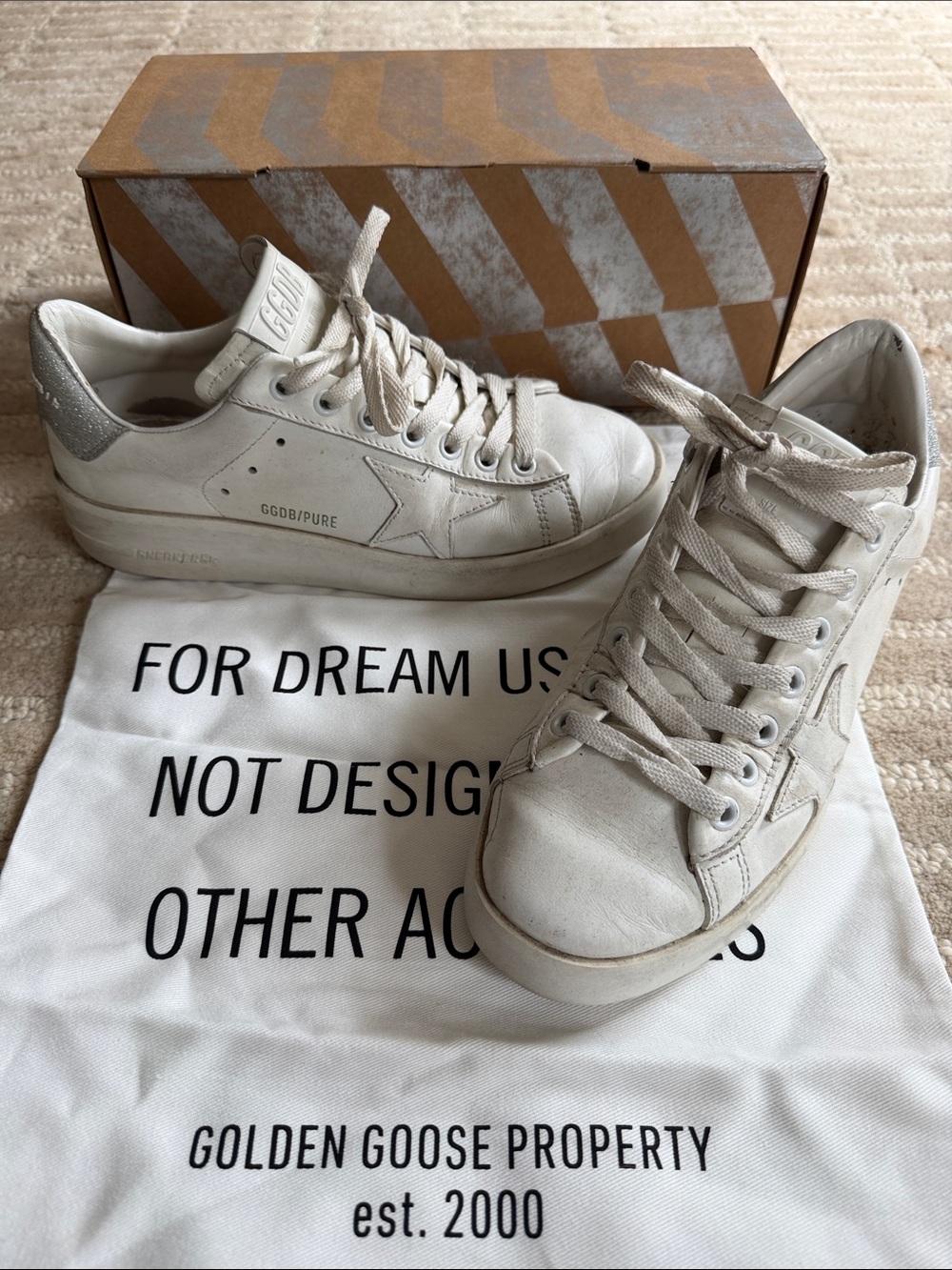 Golden Goose Purestar Sneakers with Glitter Silver Heel